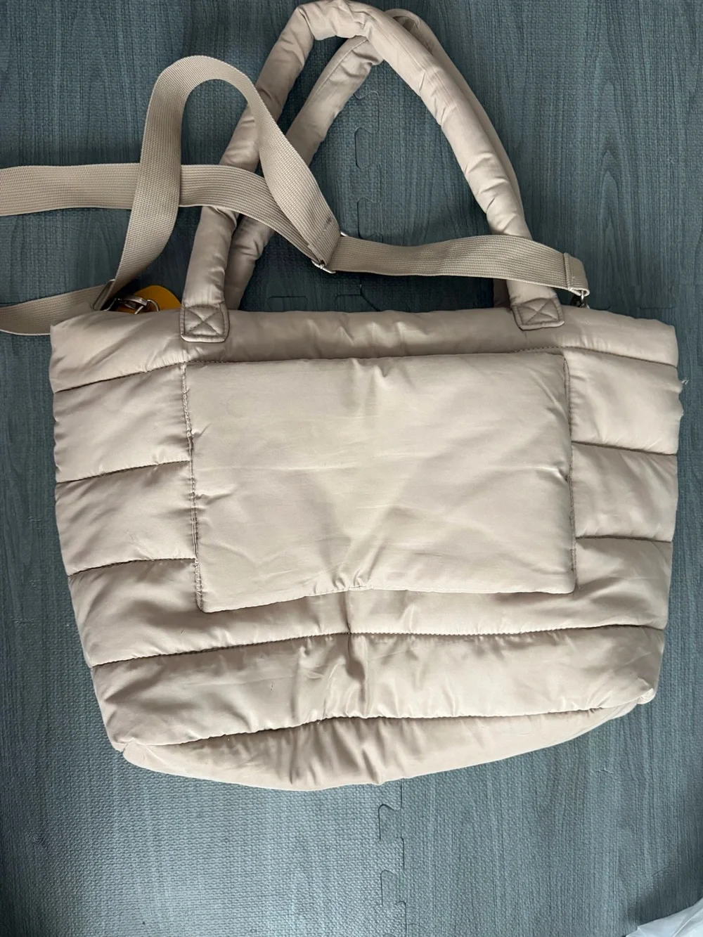 Quilted Tote Bag in Beige